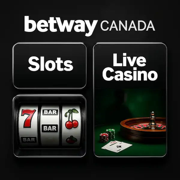 slots and live casino tiles in Betway Canada